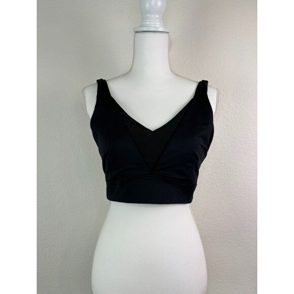 Zyia Active women's medium black v-neck‎ mesh sports bra unlined wireless - Picture 1 of 7